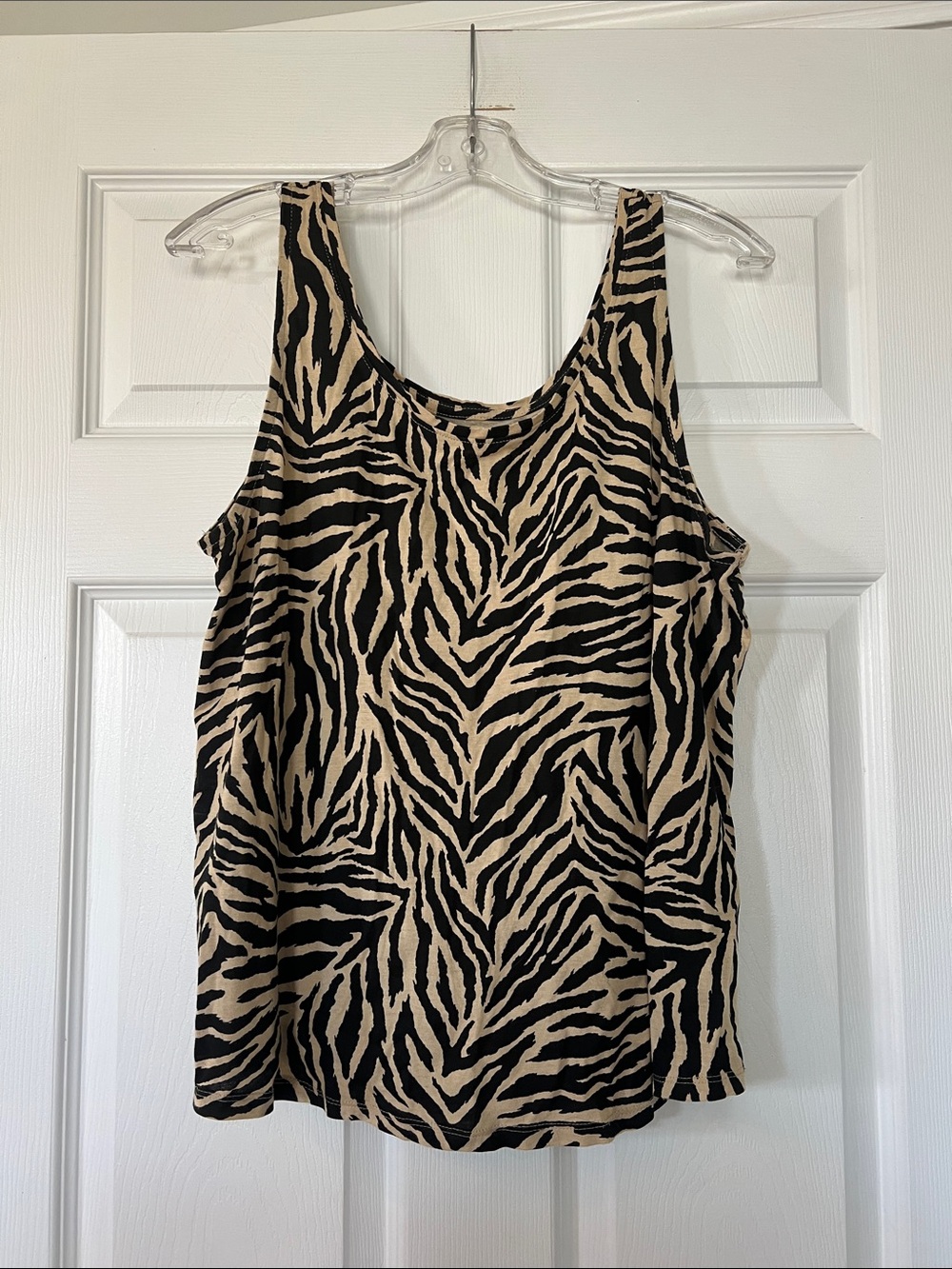 George Black and Beige Zebra Print Tank Top